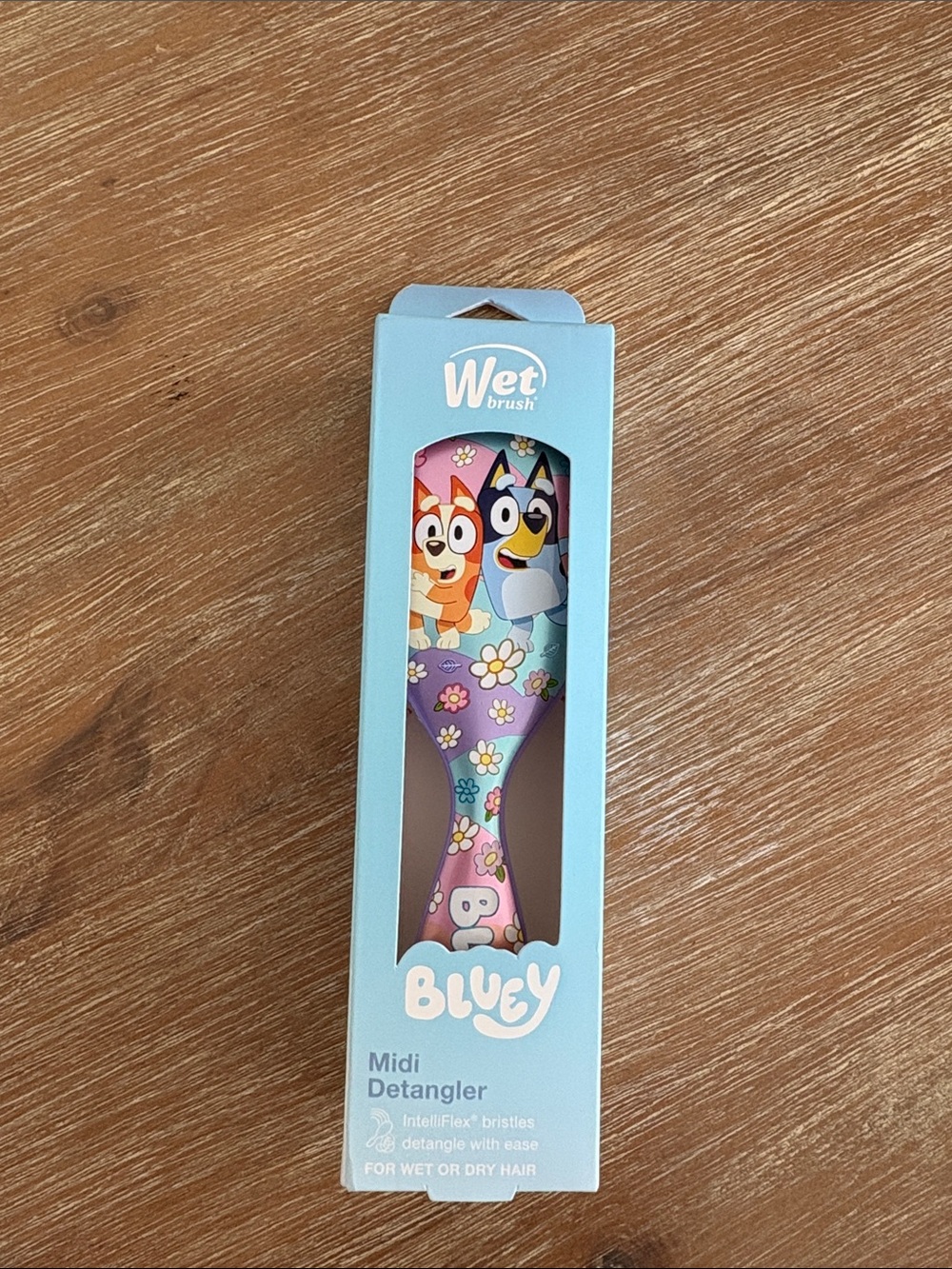 New In Box Wet Brush Bluey Midi Detangler Brush- Pink/Purple Floral